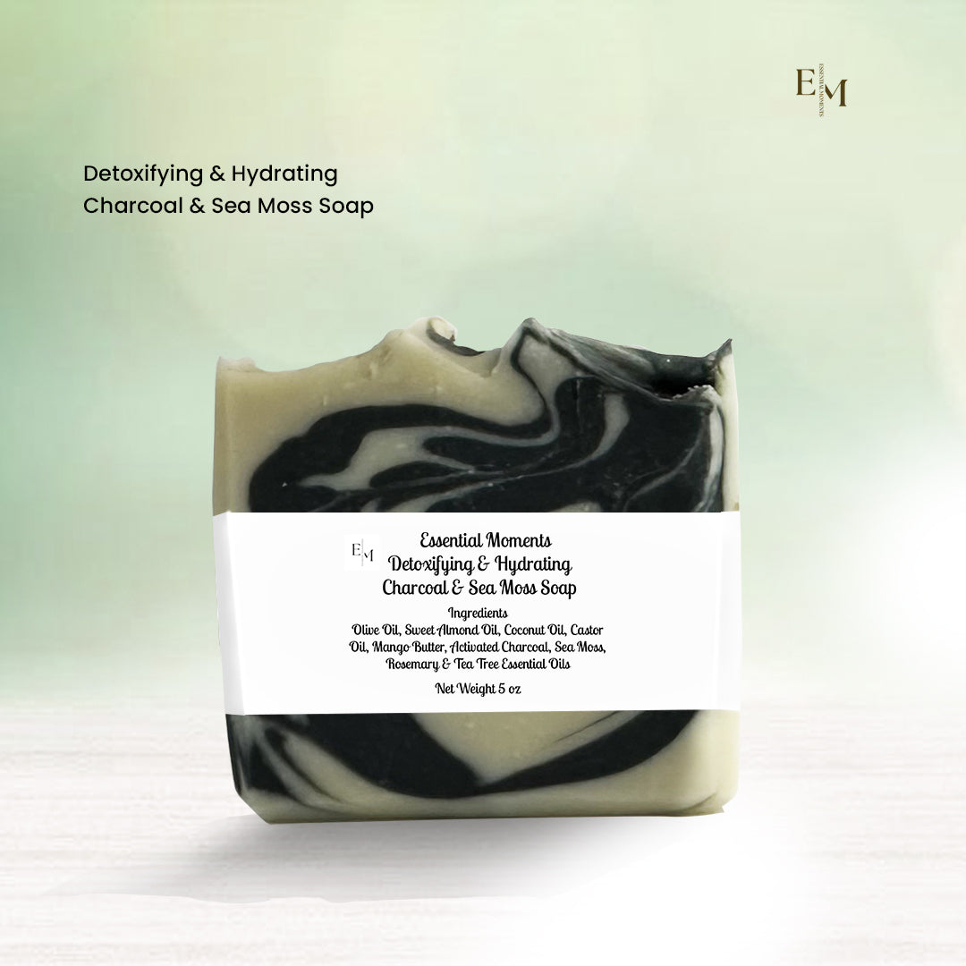 Detoxifying & Hydrating Charcoal and Sea Moss Soap - Essential Moments