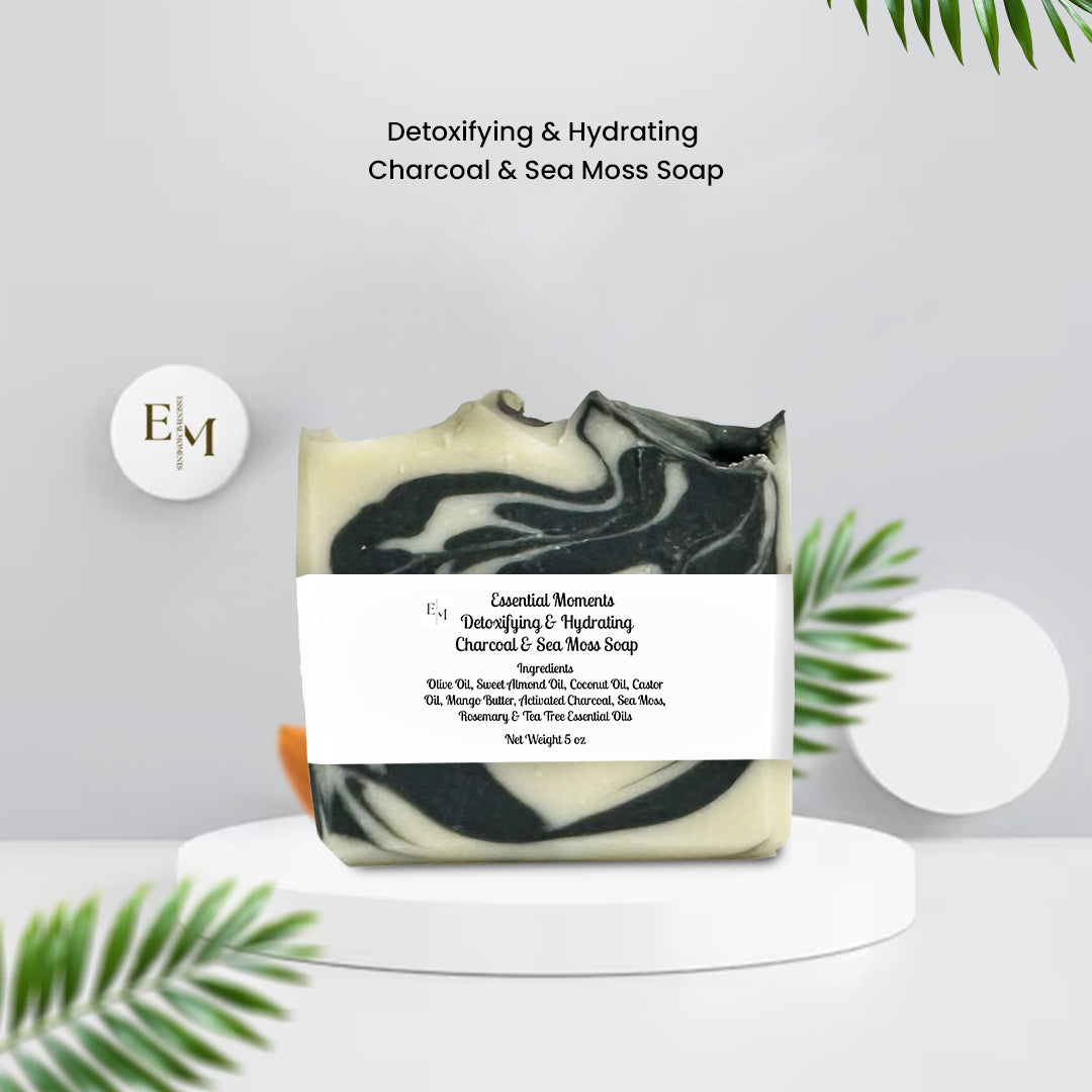Detoxifying & Hydrating Charcoal and Sea Moss Soap - Essential Moments
